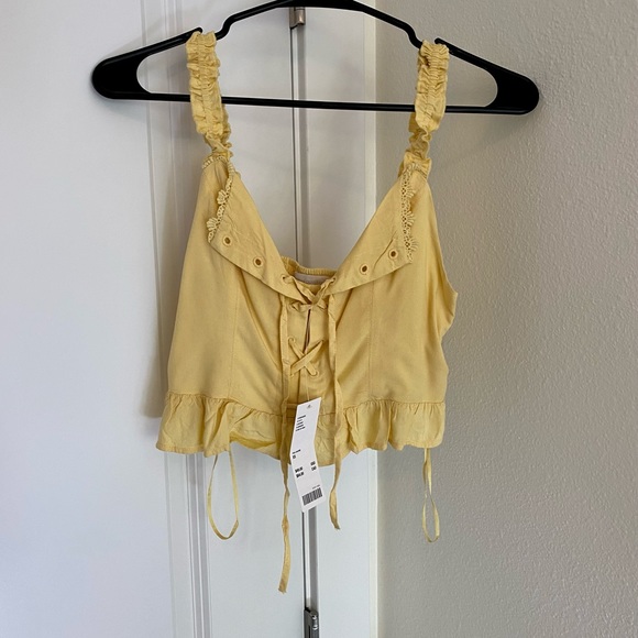 Urban Outfitters Tops - UO Yellow Lace-Up Corset Style Top NWT